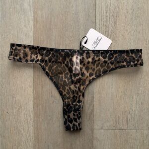 NWT Sheer Leopard Print Agent Provocateur Thong Size 2